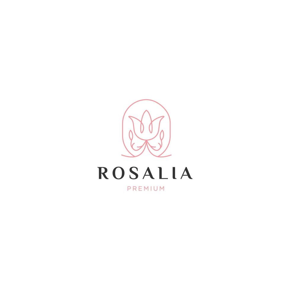 Roses flower line logo concept, flat icon design template vector