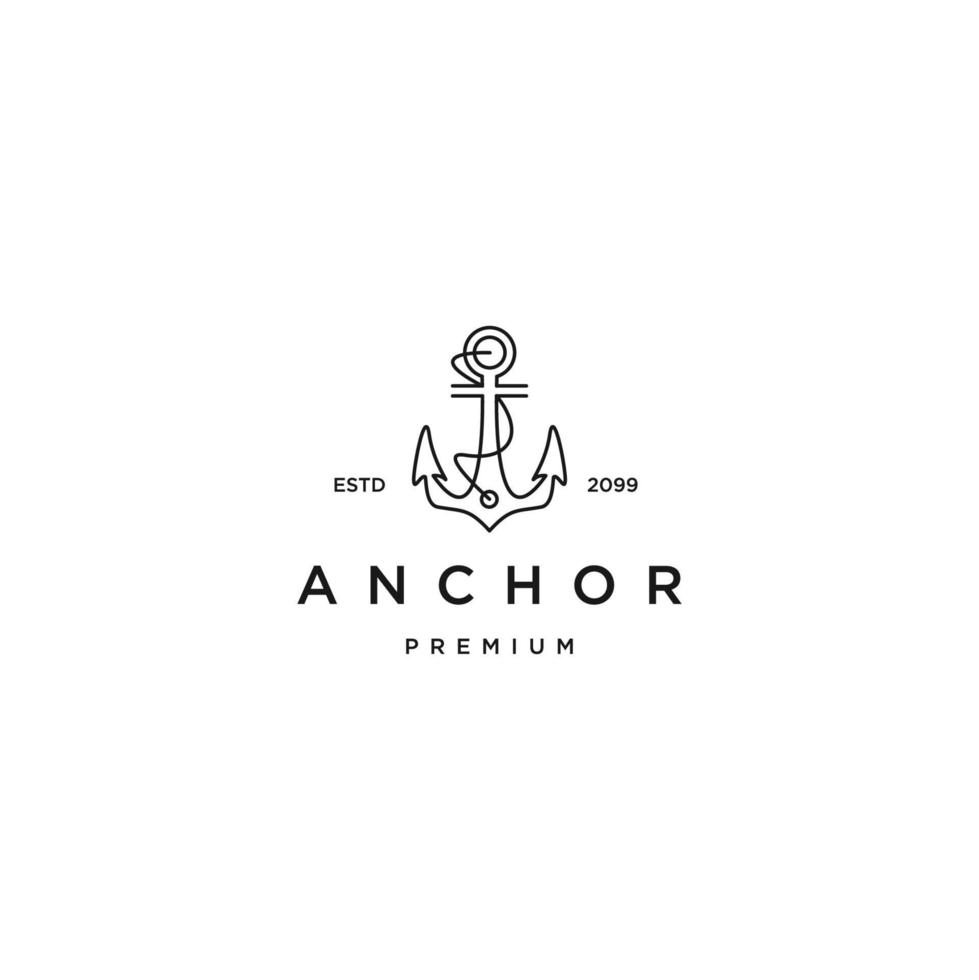 Anchor line logo concept, flat icon design template vector
