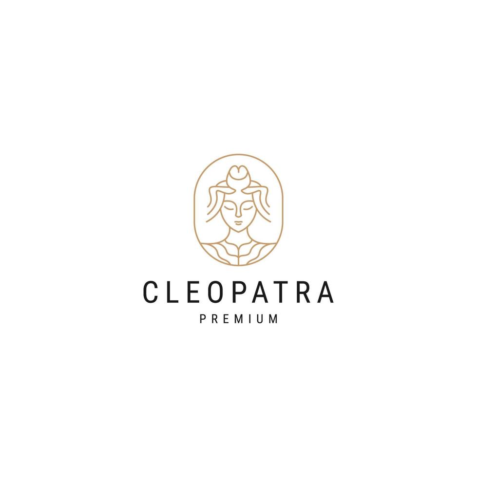 concepto de logotipo de línea de cleopatra, plantilla de diseño de icono plano vector