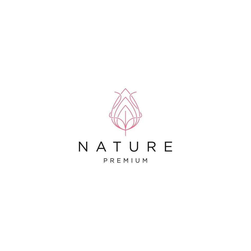 concepto de logotipo de línea de flor natural, plantilla de diseño de icono plano vector