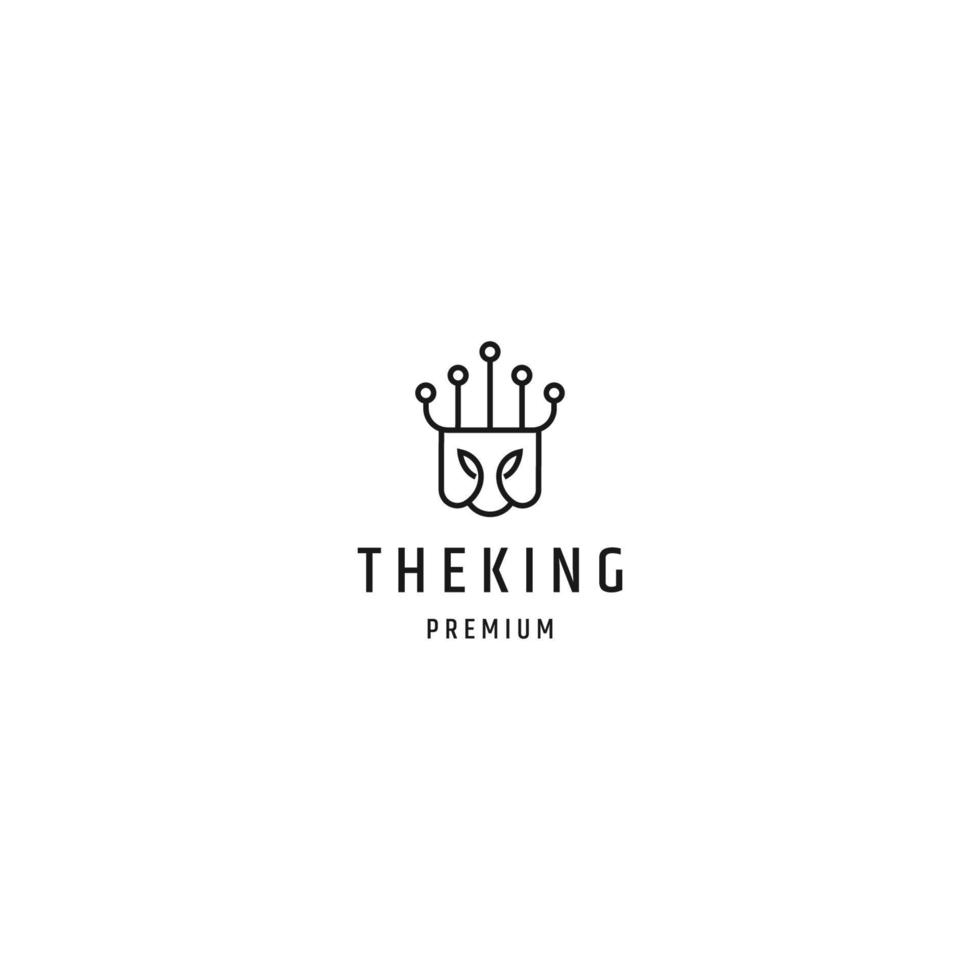 Head lion king line logo concept, flat icon design template vector