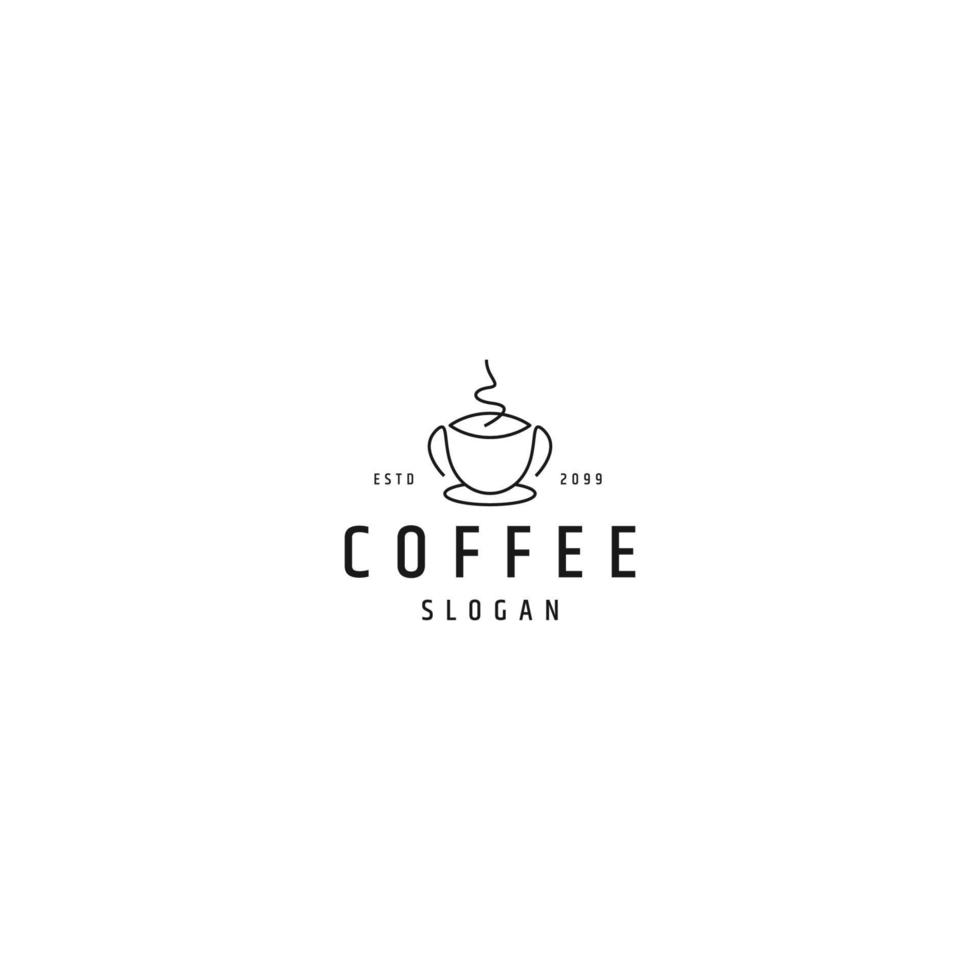 Cup coffee line logo concept, flat icon design template vector