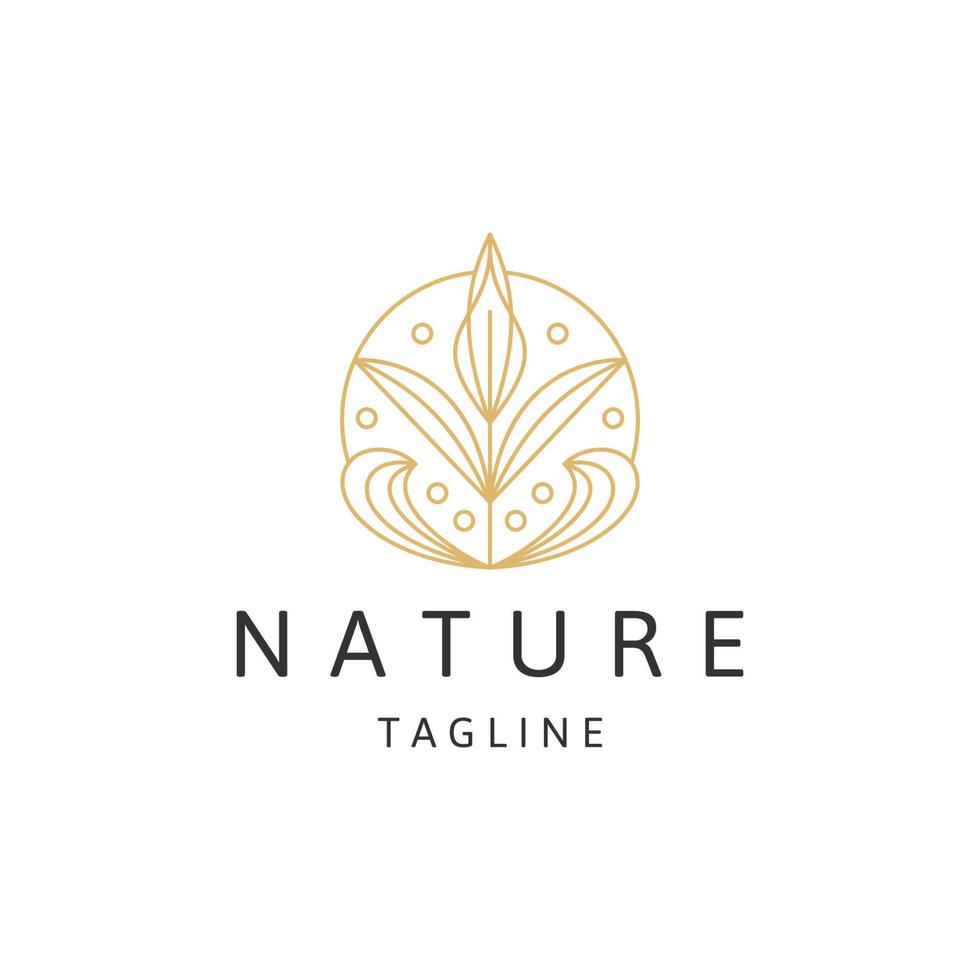 Nature leaf line logo concept, flat icon design vector template