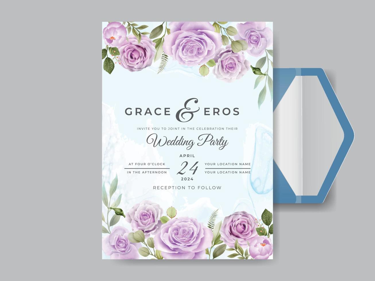 Wedding invitation cards floral spring vector