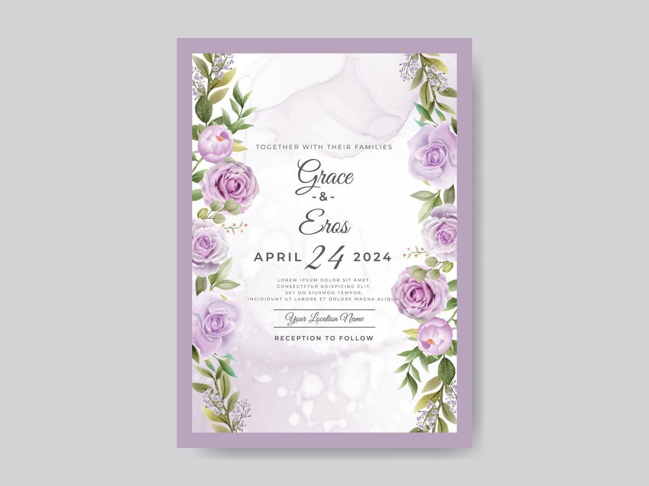 Wedding invitation cards floral spring vector