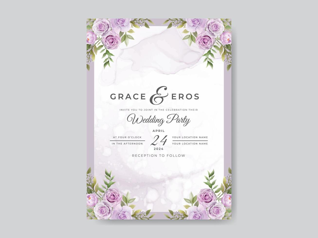 Wedding invitation cards floral spring vector