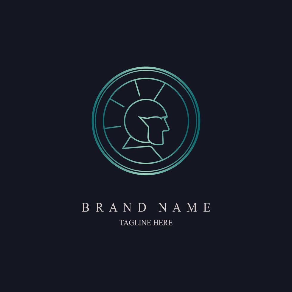 spartan line style monogram logo design template for brand or company and other vector