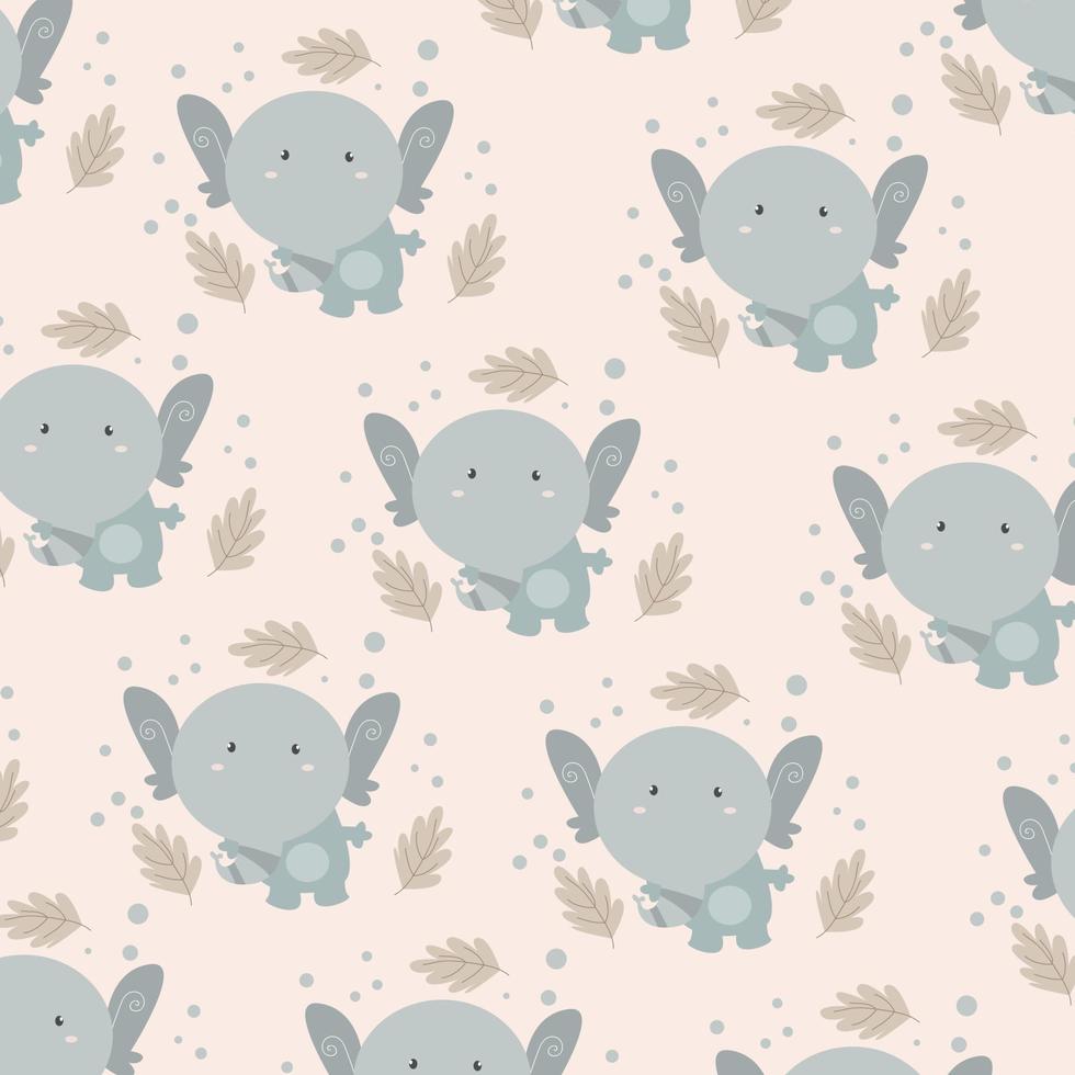 cute elephant pattern with leaves. pattern For valentine, print,  packaging, decoration, wallpaper and design, case phone, bed cover, pajamas, child pajamas vector