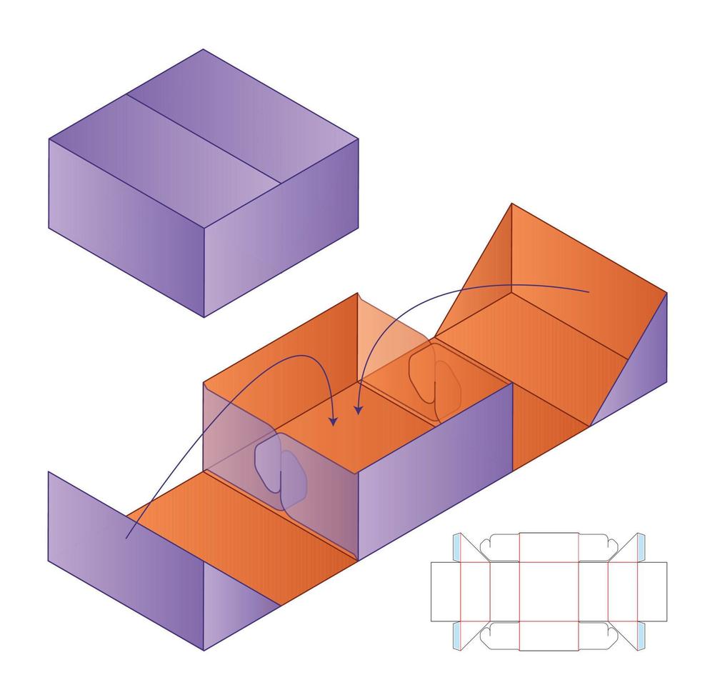 Box packaging die cut template design. 3d mock-up vector