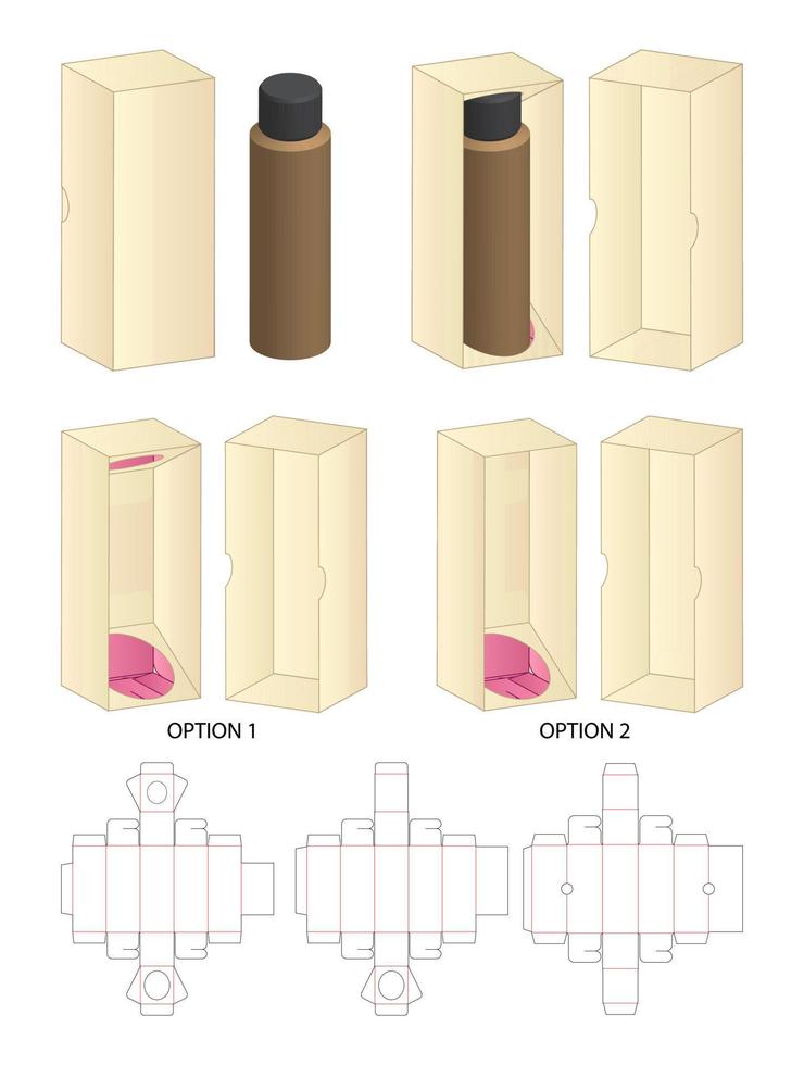 diseño de plantilla troquelada de embalaje de caja. Maqueta 3d vector