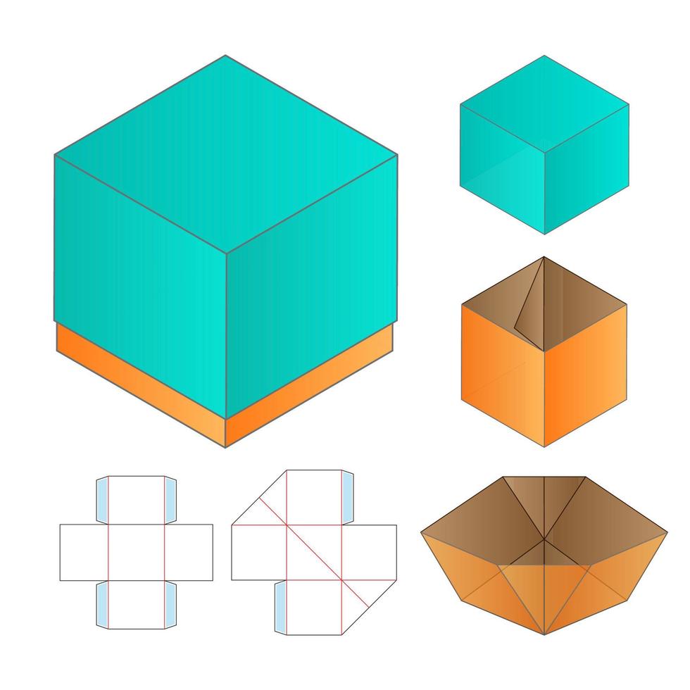 Box packaging die cut template design. 3d mock-up vector