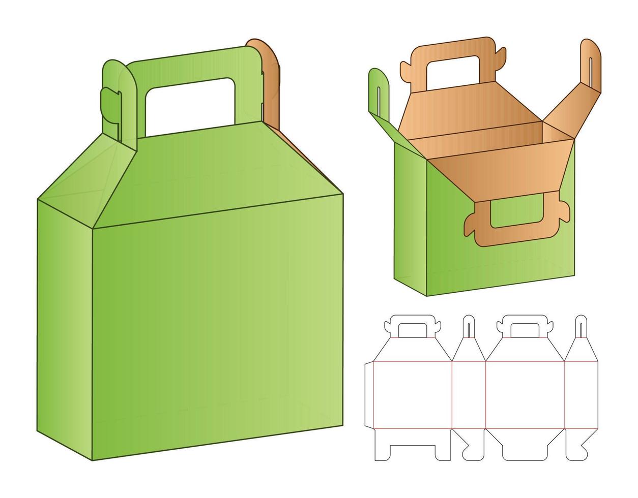 diseño de plantilla troquelada de embalaje de caja. Maqueta 3d vector