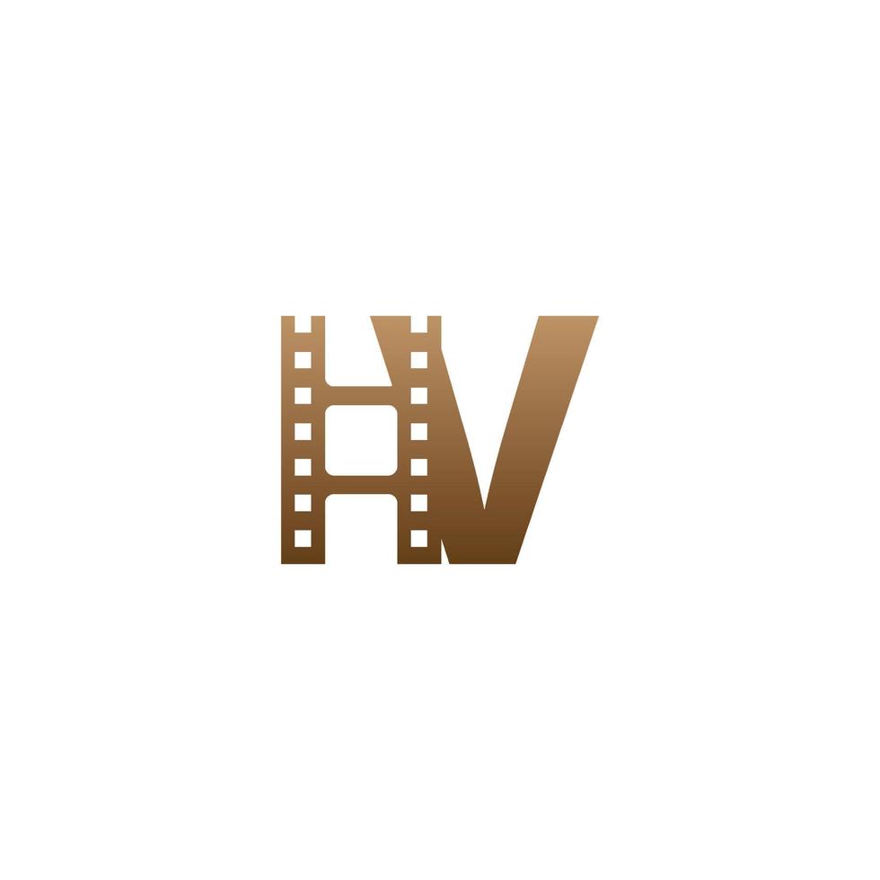 Letter V with film strip icon logo design template vector