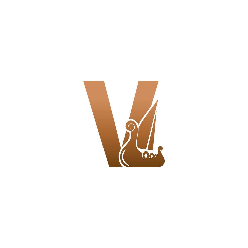 letra v con logo icono plantilla de diseño de velero vikingo vector