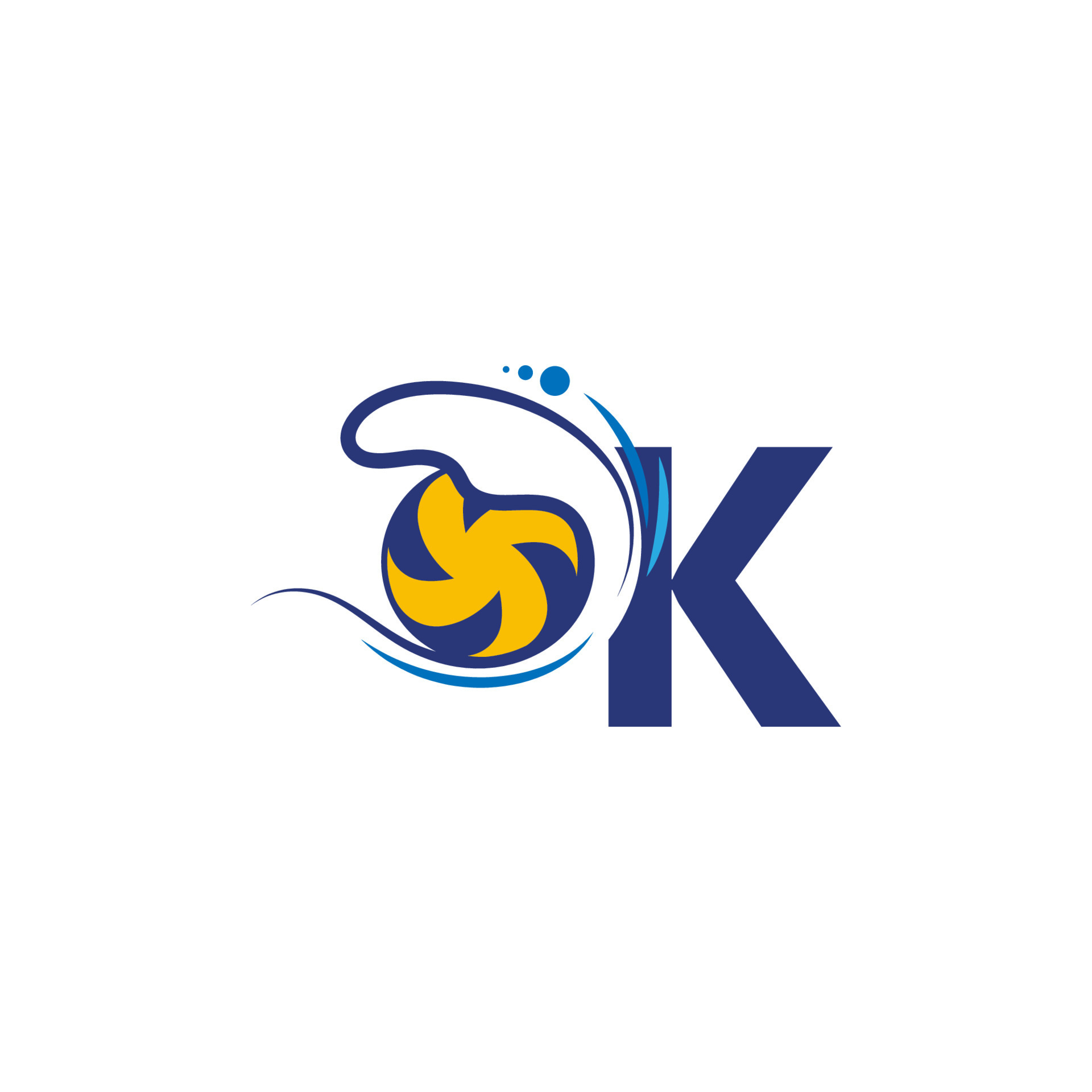 Letter K logo and volleyball hit into the water waves 6621303 Vector ...