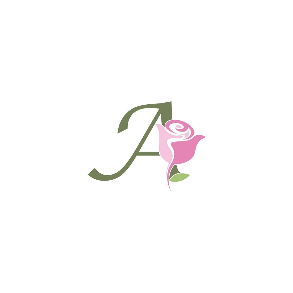 Letter A with rose icon logo vector template