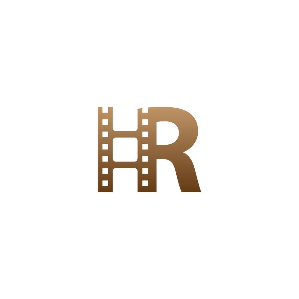Letter R with film strip icon logo design template vector