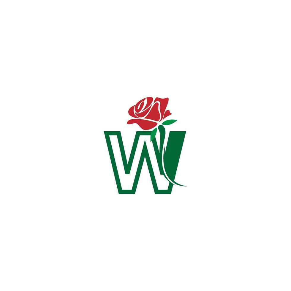 Letter W with rose icon logo vector template