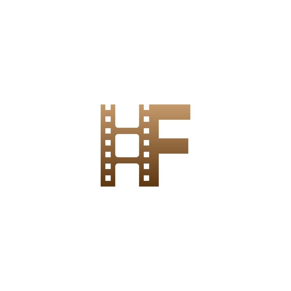 Letter F with film strip icon logo design template vector