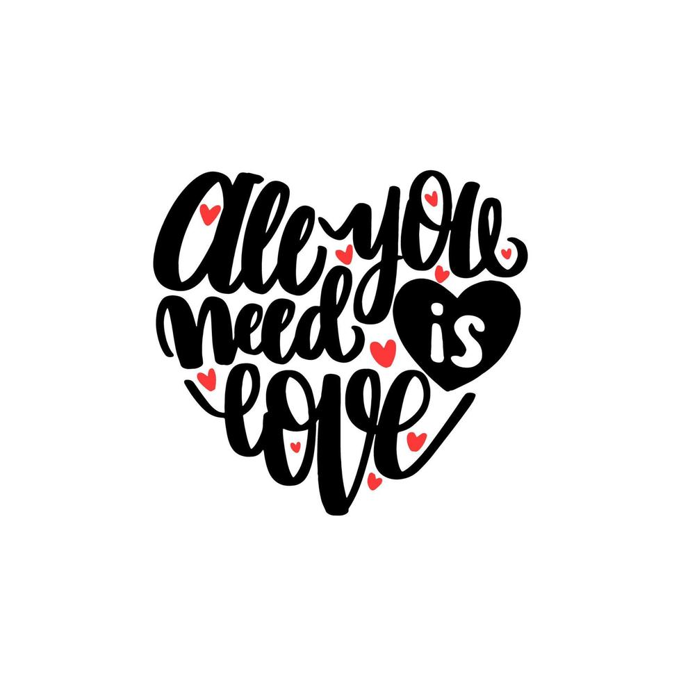 all you need is love quote lettering vector