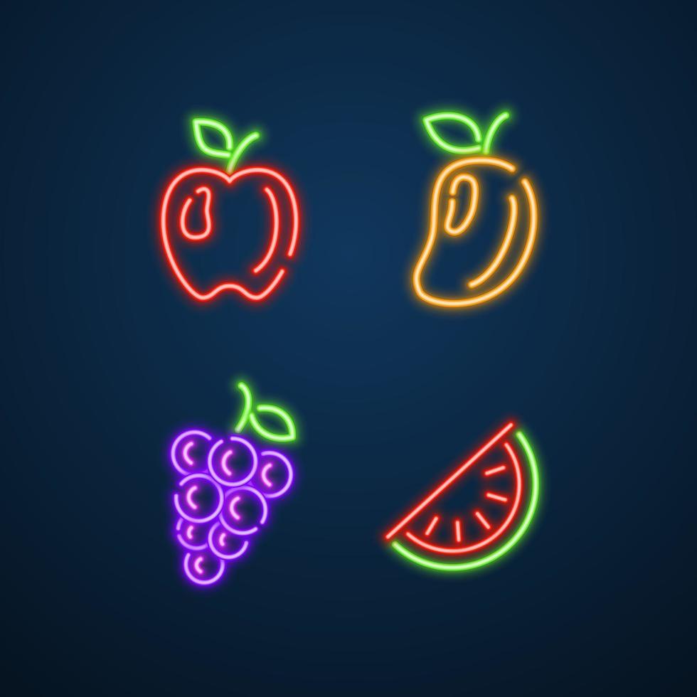 fruit symbol neon sign style vector