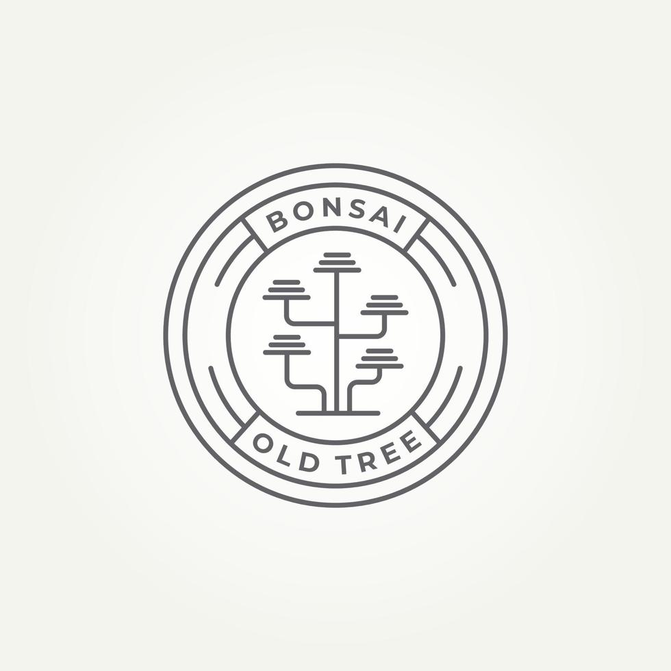 bonsai old tree minimalist line art icon logo vector