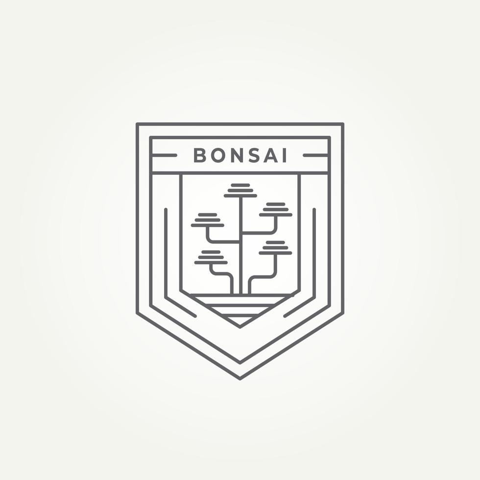 aesthetic japanese tree bonsai line art icon logo vector