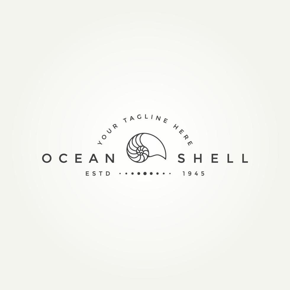 logotipo de insignia de arte de línea minimalista de nautilus ocean vector