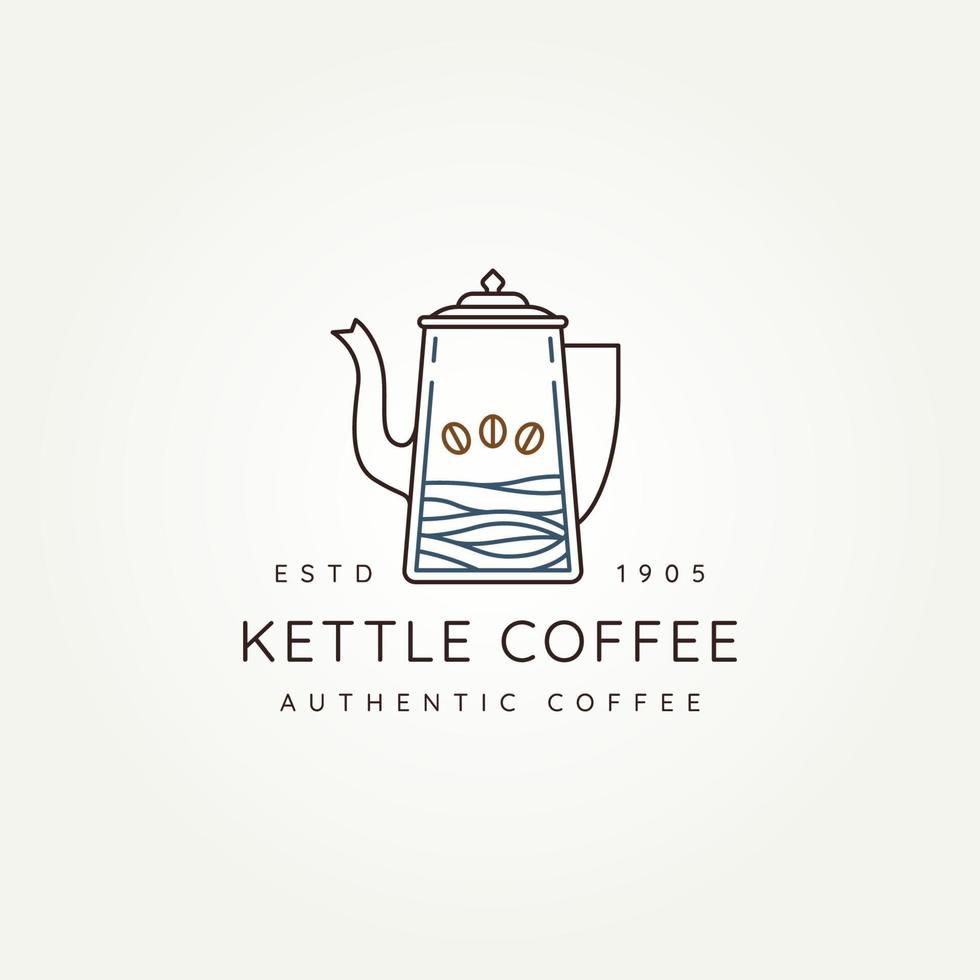 coffee kettle minimalist line art logo icon vector