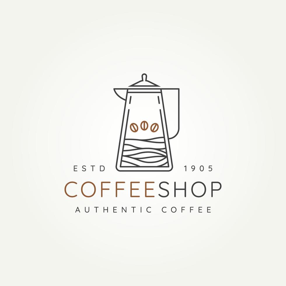 coffee shop with kettle and bean minimalist logo vector