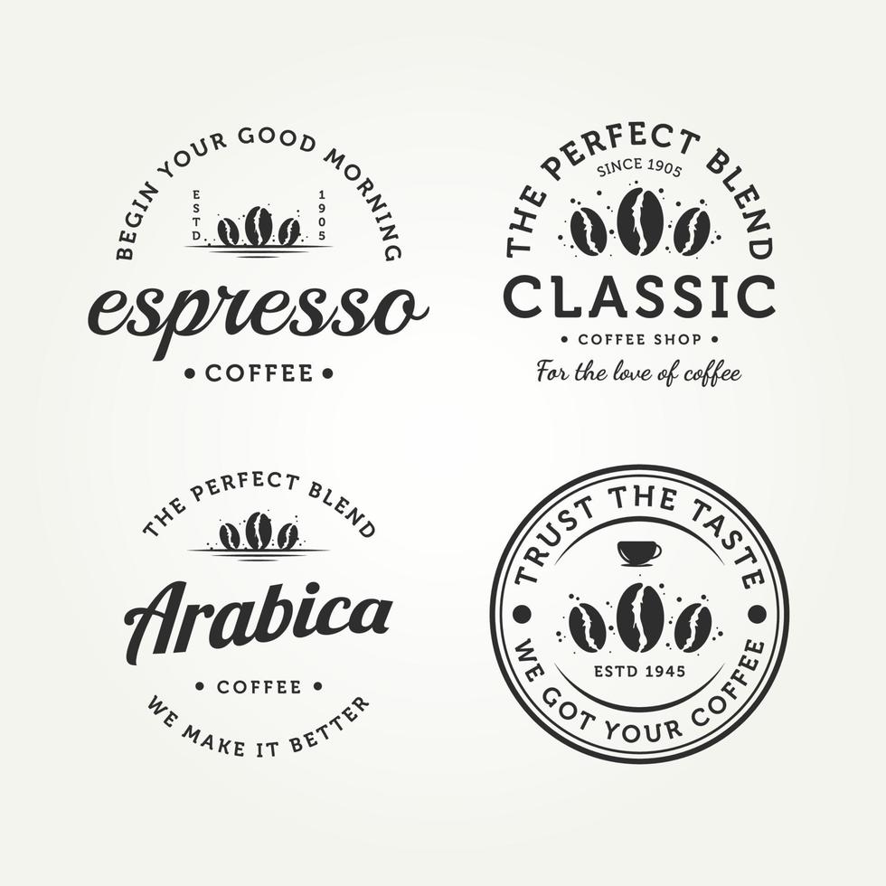 set of vintage retro coffee badge logo design vector