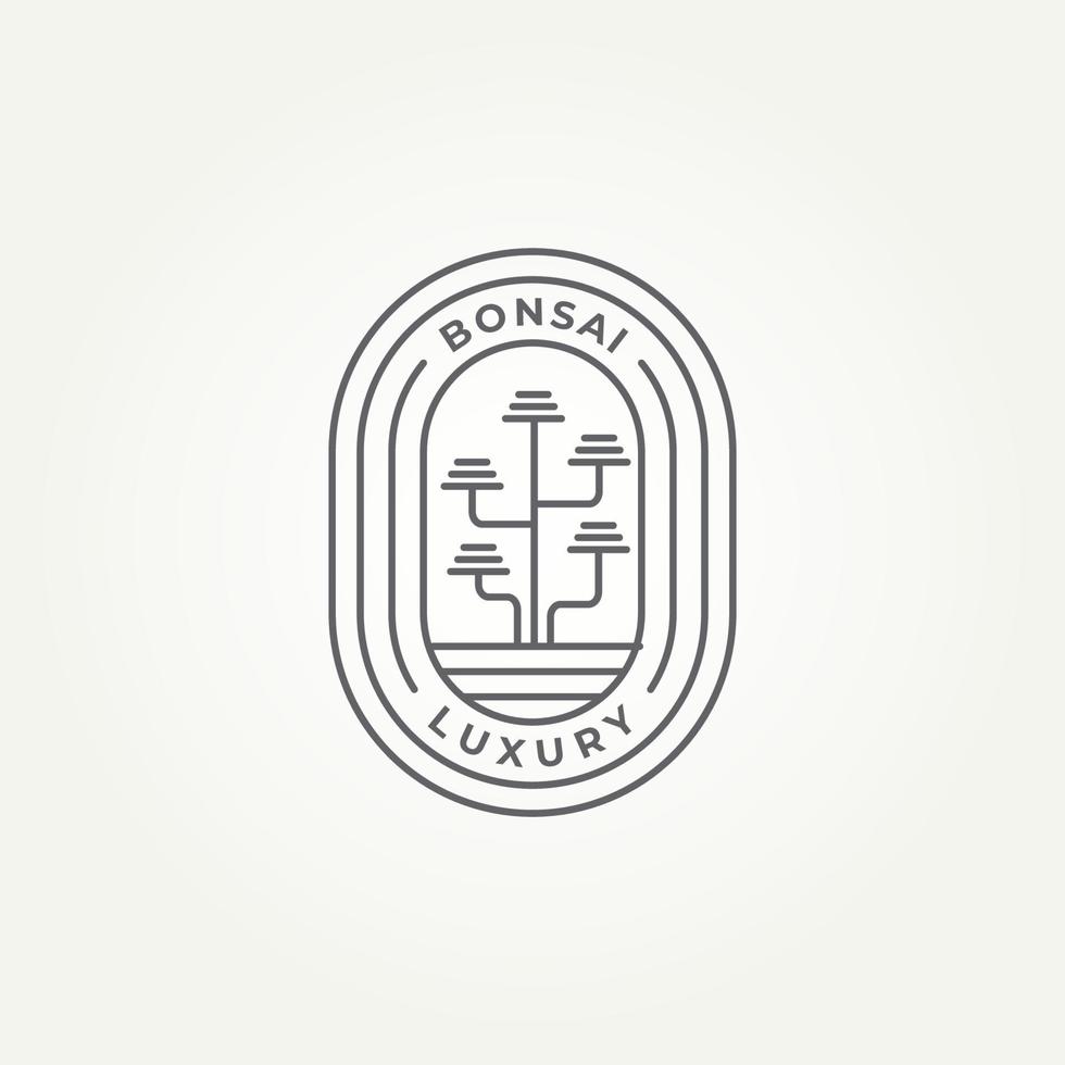 luxury bonsai minimalist line art icon logo design vector
