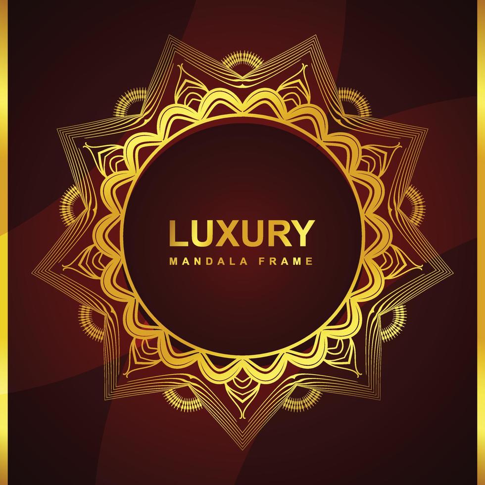 Luxury mandala frame background Design with golden color vector