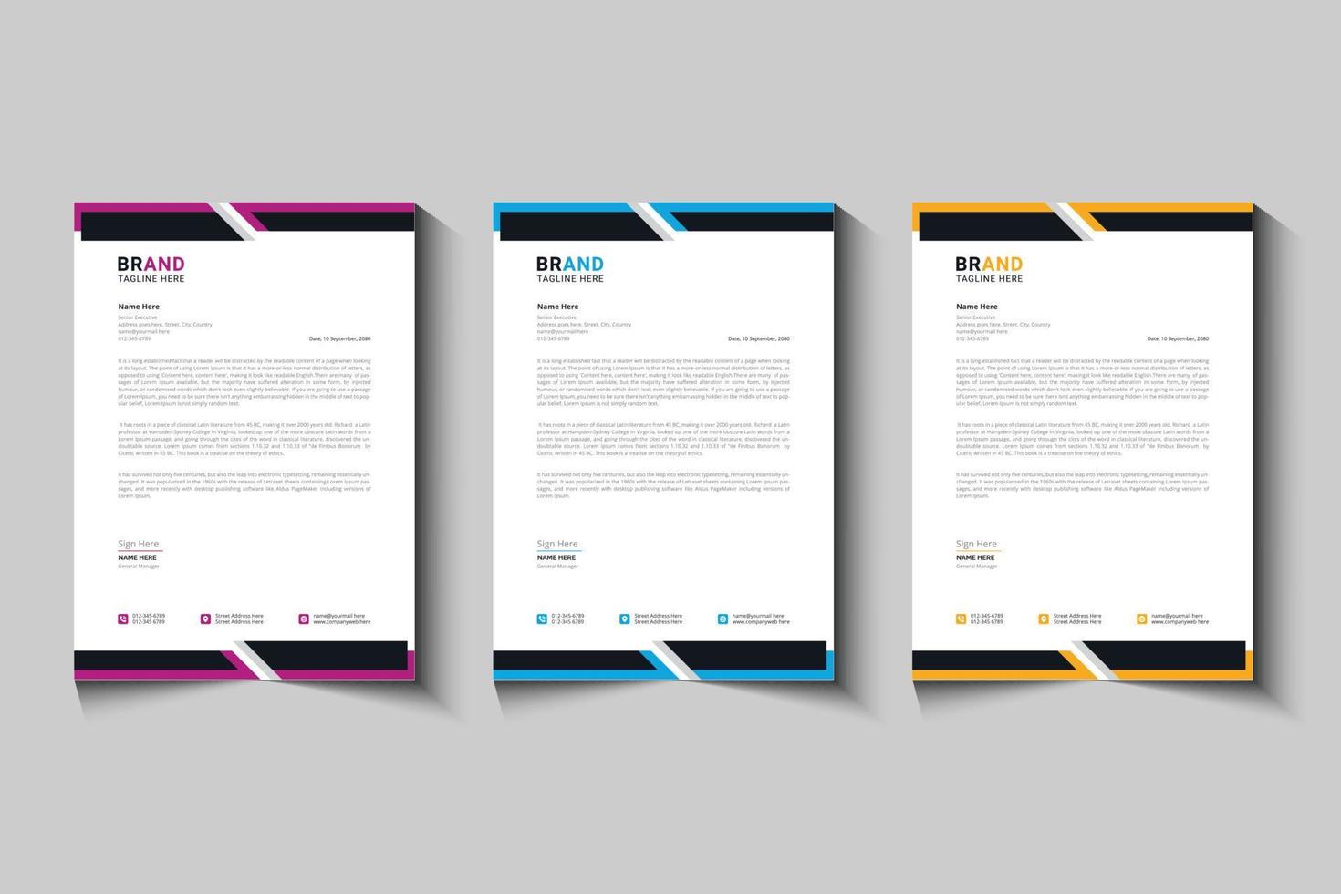 Business letterhead design with stylish template vector