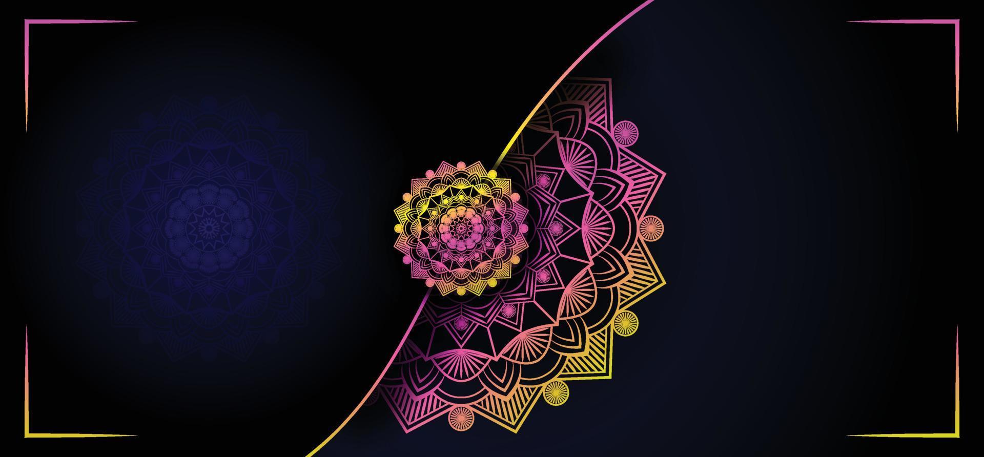 diseño de fondo de marco de mandala de lujo con color dorado vector