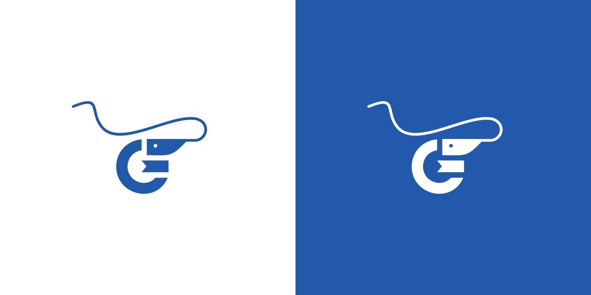 diseño de logotipo de camarón inicial de letra g simple y único vector