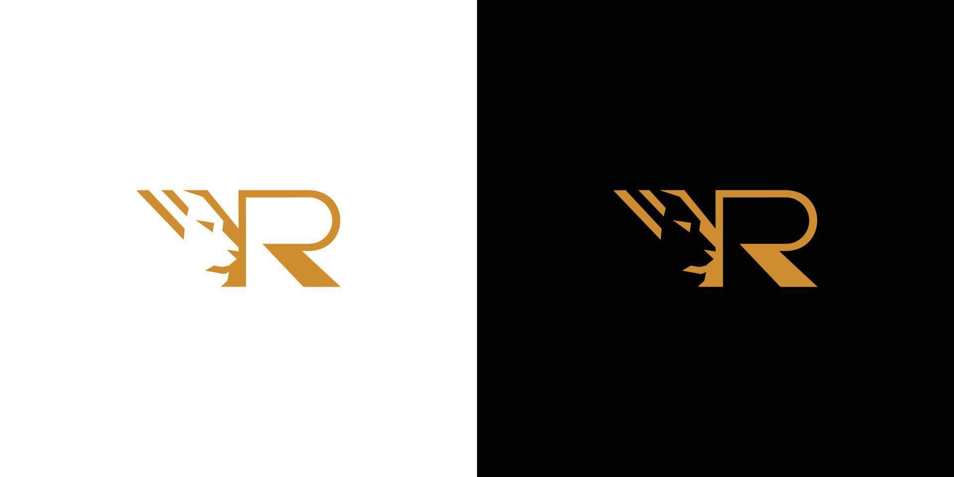 diseño de logotipo de león con iniciales de letra vr único y moderno vector