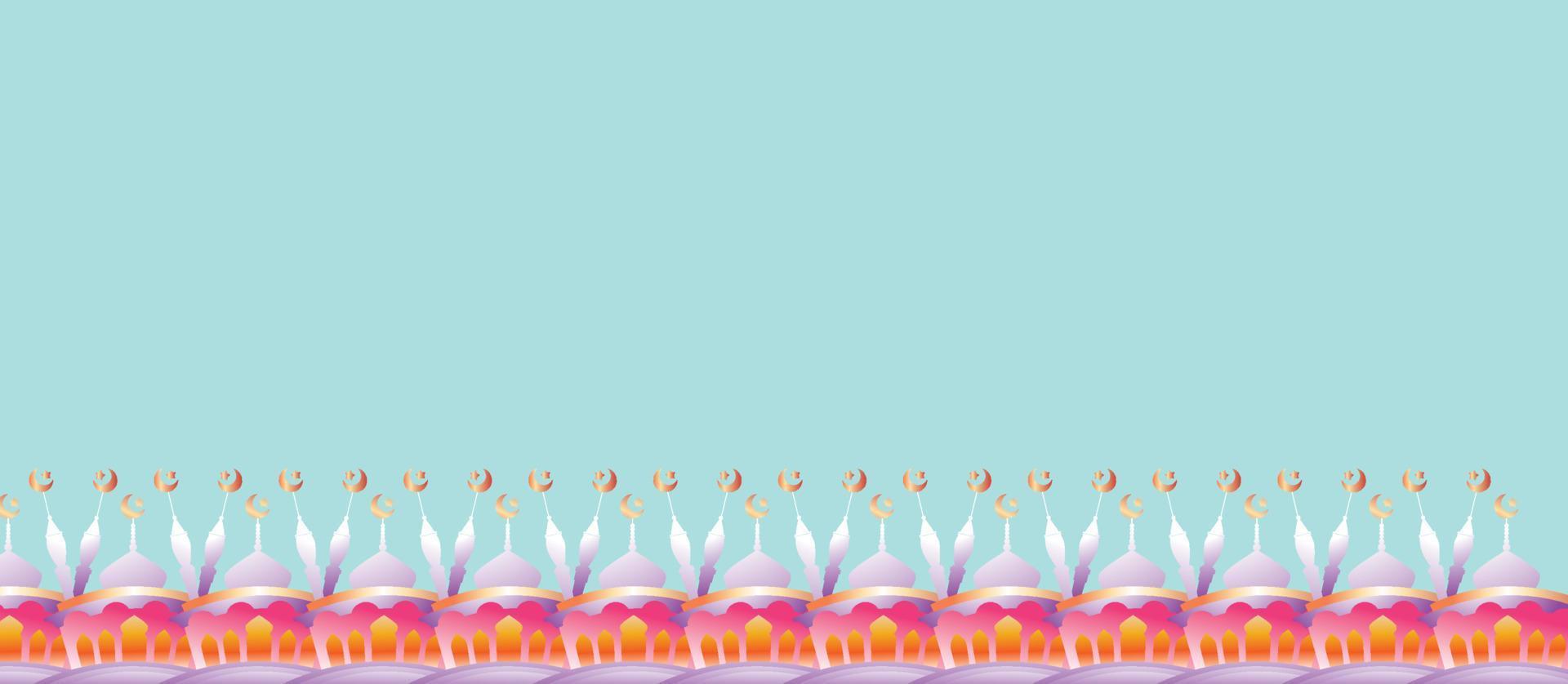 mosque vector set as blank frame for text on white background and copy space, islamic background with fun design style