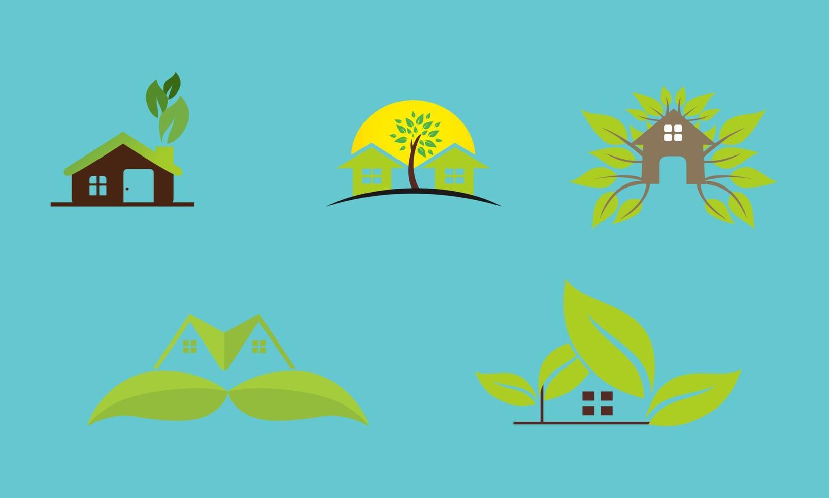 set of home and real estate cluster logo vector