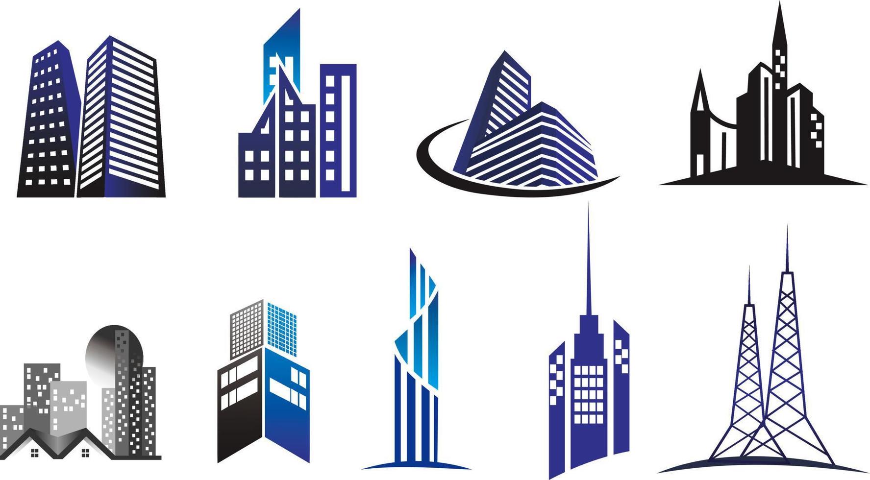 set of building and tower vector