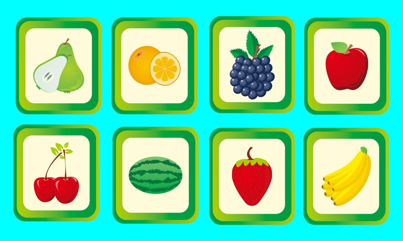 conjunto de icono de frutas vector