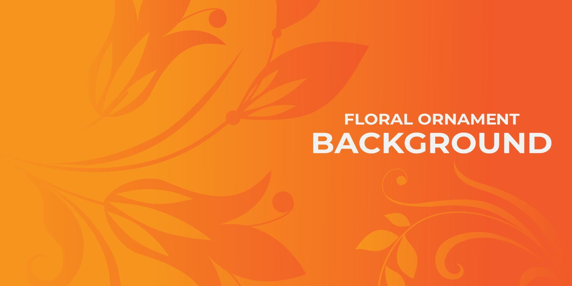 simple floral ornament orange background vector