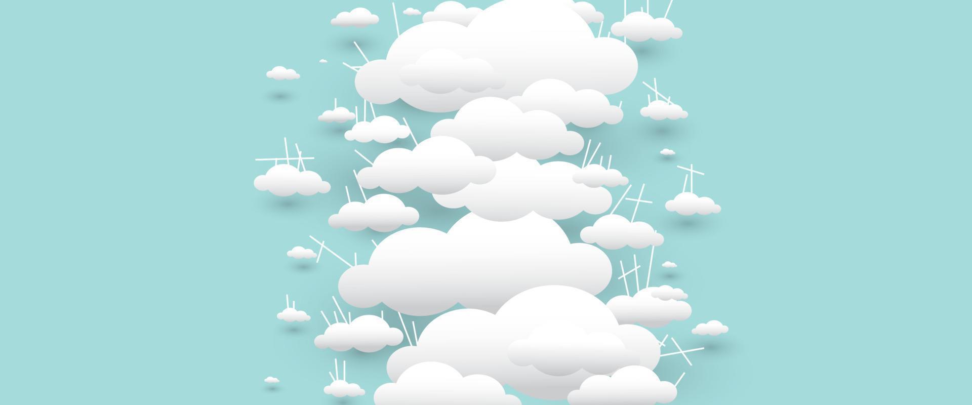 fondo de nube abstracto vectorial para texto sobre fondo en blanco y espacio de copia con un estilo de diseño divertido vector