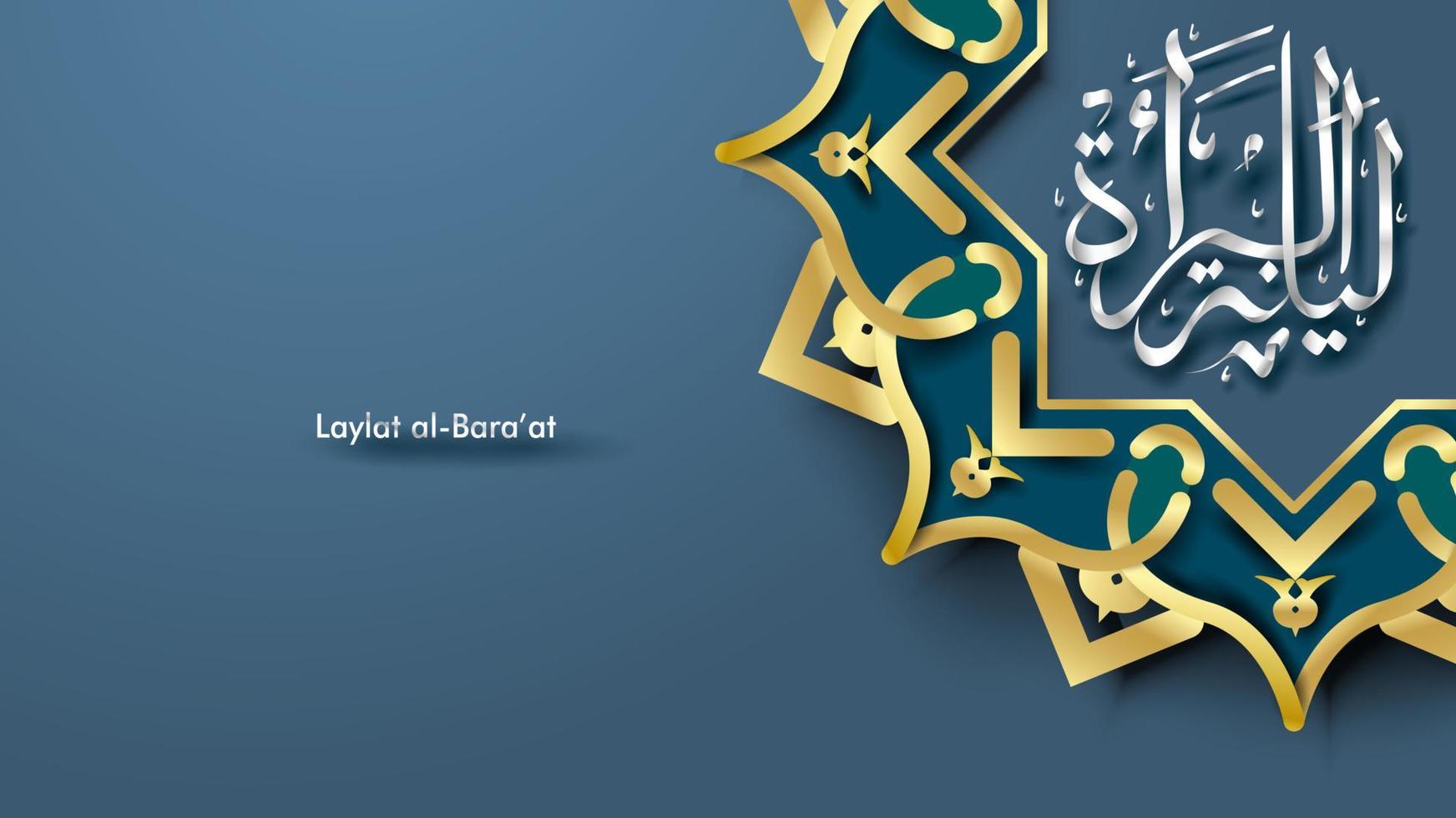 Laylat al-Bara'at 1Laylat al-Bara at Ramadan Kareem arabic calligraphy greeting card background design. Translation -  Bara at Night - Vector