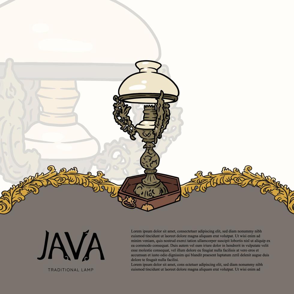 Lámpara tradicional javanesa vectorial dibujada a mano. ilustración de la cultura indonesia para las redes sociales o antecedentes vector