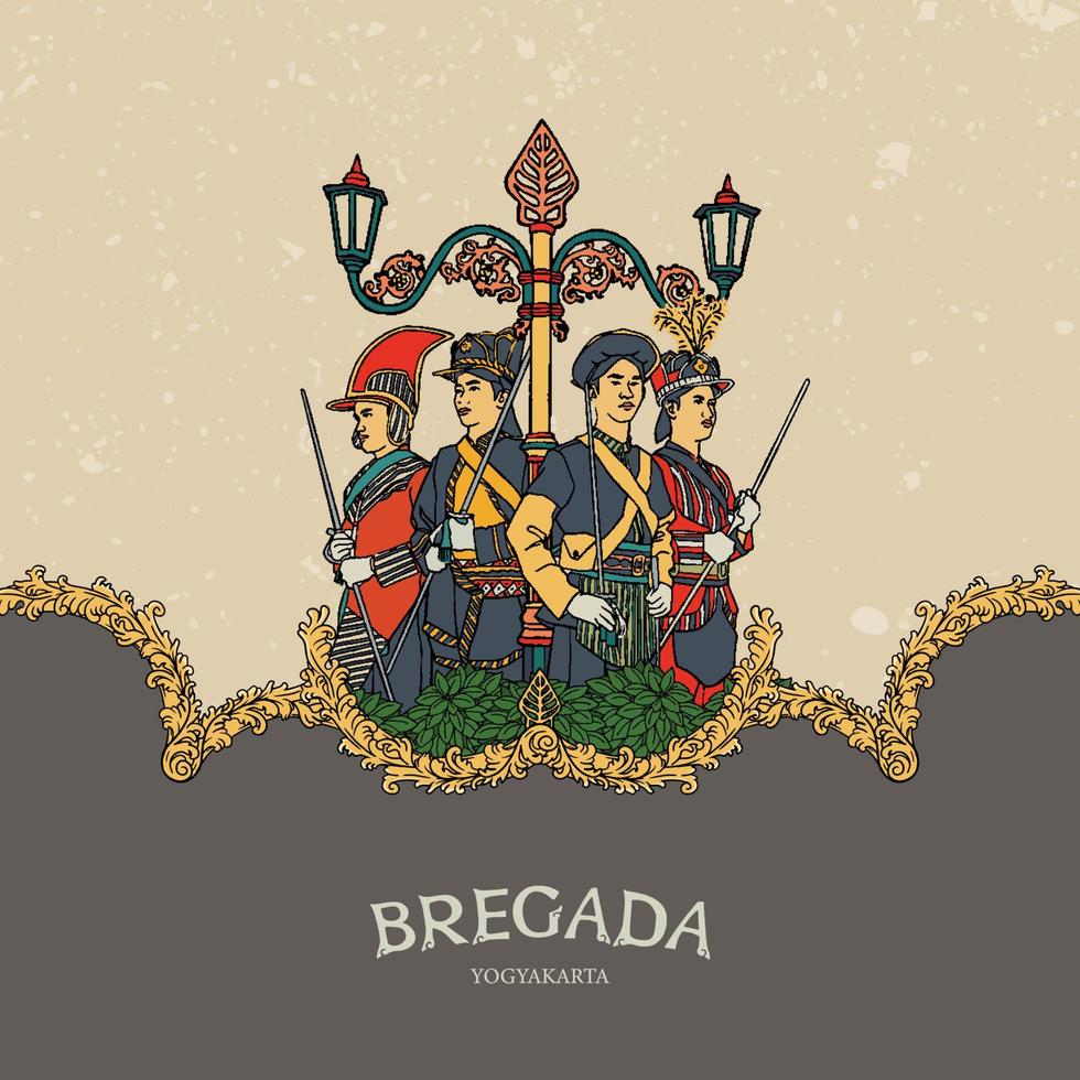 la yogyakarta kraton guarda la ilustración vectorial. culturas indonesias dibujadas a mano para el fondo con un ambiente vintage vector