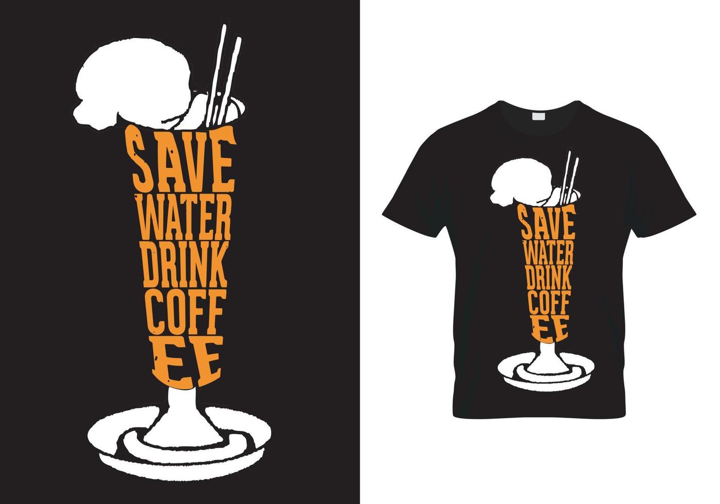 café camiseta diseño-ahorra agua beber café vector