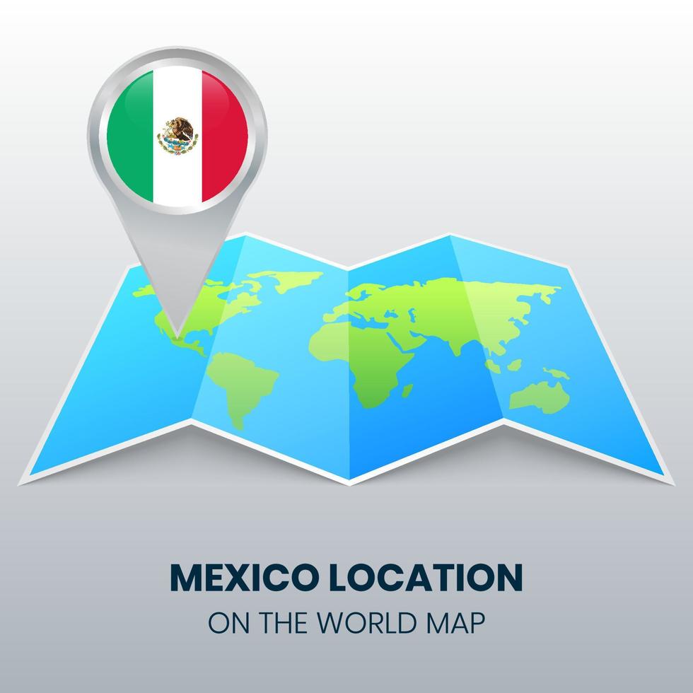 Location icon of Mexico on the world map, Round pin icon of Mexico vector