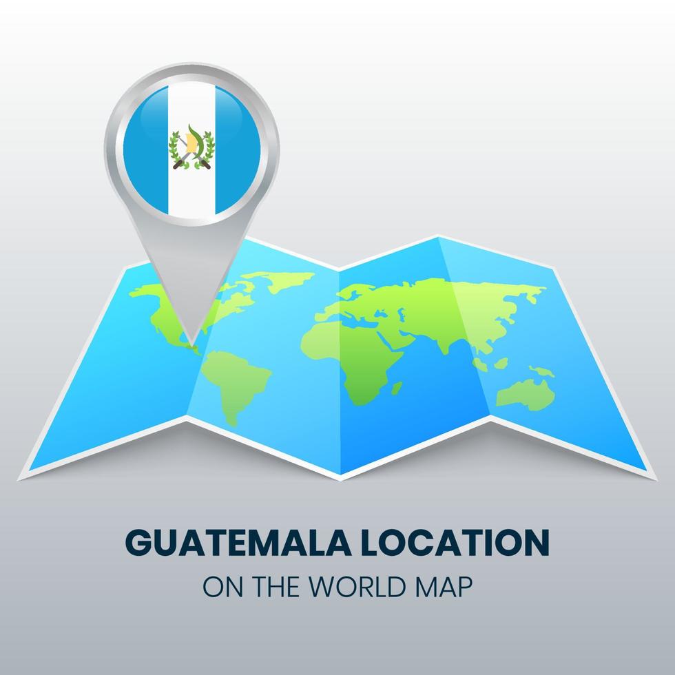 icono de ubicación de guatemala en el mapa mundial, icono de alfiler redondo de guatemala vector