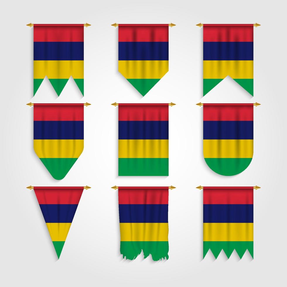 Mauritius flag in different shapes vector